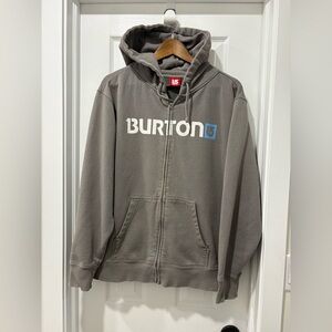 Y2k Burton Gray Zip-Up Hoodie Snowboard Distressed Large